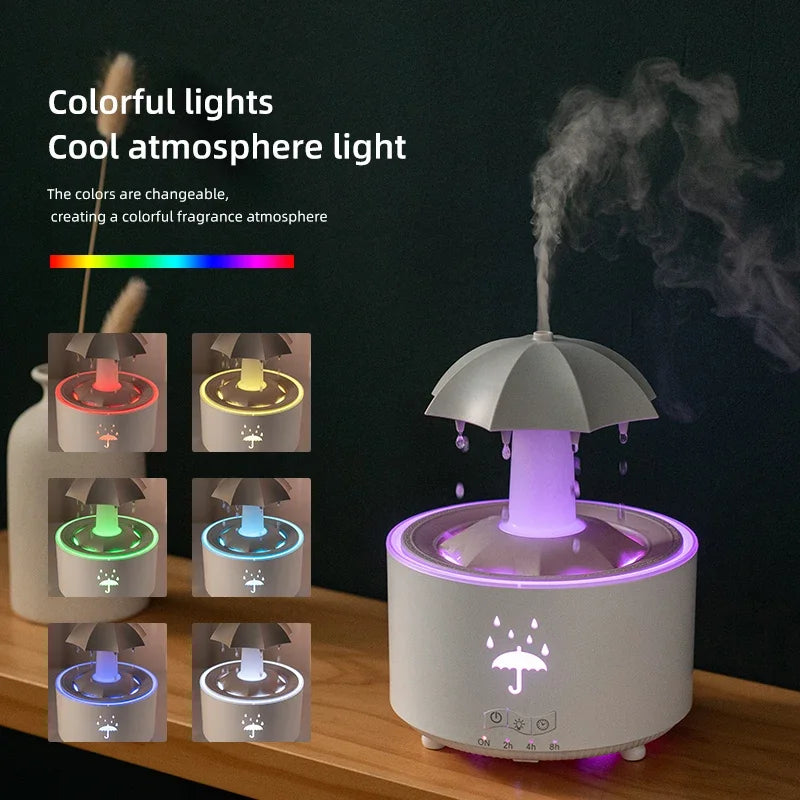 Favolux™ Creative Umbrella Water Drop Air Humidifier with Colorful Light Raindrop Aroma Essential Oil Diffuser Aromatherapy Humidifier