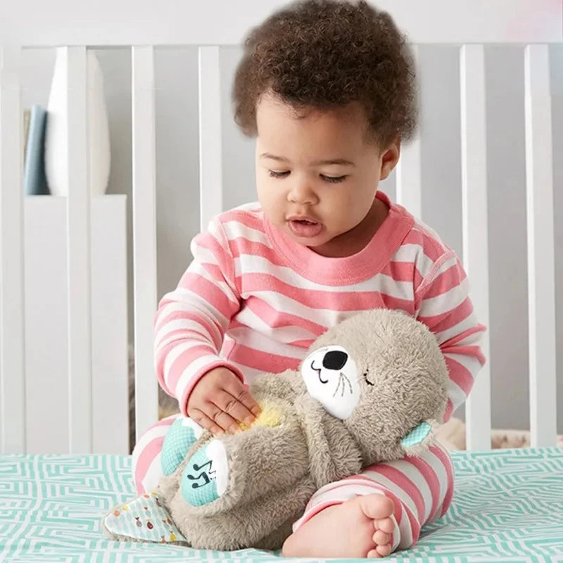 Favolux™ Breathing Bear Baby Soothing Otter Plush Doll Toy Baby Kids Soothing Music Baby Sleeping Companion Sound and Light Doll Toy Gift