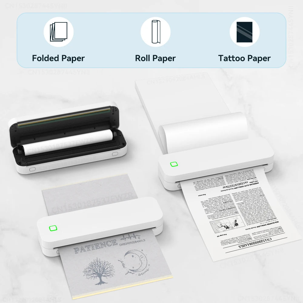 Favolux™ Portable A4 Thermal Printer Inkless Bluetooth Photo PDF Document Printer Memo Note Tattoo Print Wireless Tattoo Stencil Printer