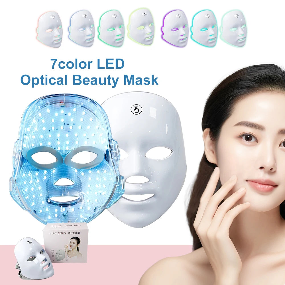 Favolux™ 7 Colors LED Facial Mask Photon Therapy Face Skin Care Mask Anti Acne Therapy Skin Rejuvenation Wrinkle Removal Face Beauty Mask