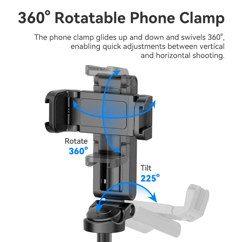 Favolux™ Tripod with Remote 3-in-1 Versatility Selfie Stick Phone Grip with Cold Shoe Mounts Vertical Horizontal Shooting