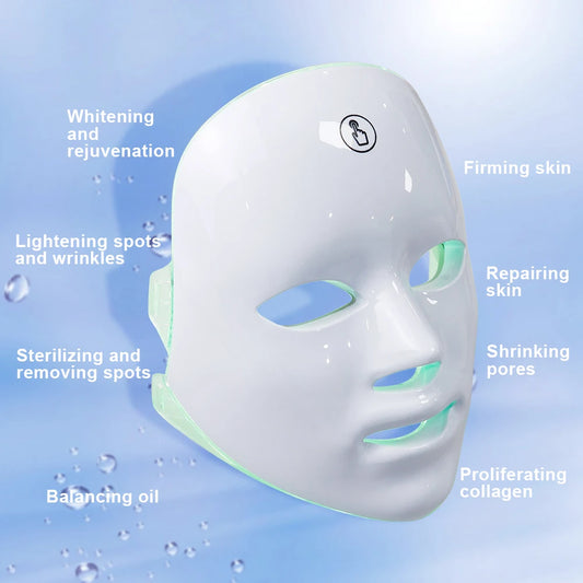 Favolux™ 7 Colors LED Facial Mask Photon Therapy Face Skin Care Mask Anti Acne Therapy Skin Rejuvenation Wrinkle Removal Face Beauty Mask