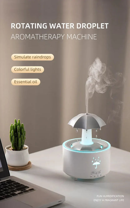 Favolux™ Creative Umbrella Water Drop Air Humidifier with Colorful Light Raindrop Aroma Essential Oil Diffuser Aromatherapy Humidifier