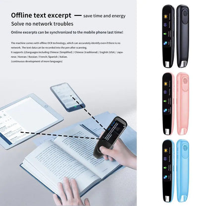 Favolux™ Offline Translation Pen For Teacher Student Dictionary English Intelligent Scanning Point Reading 123 Languages Translator Pen