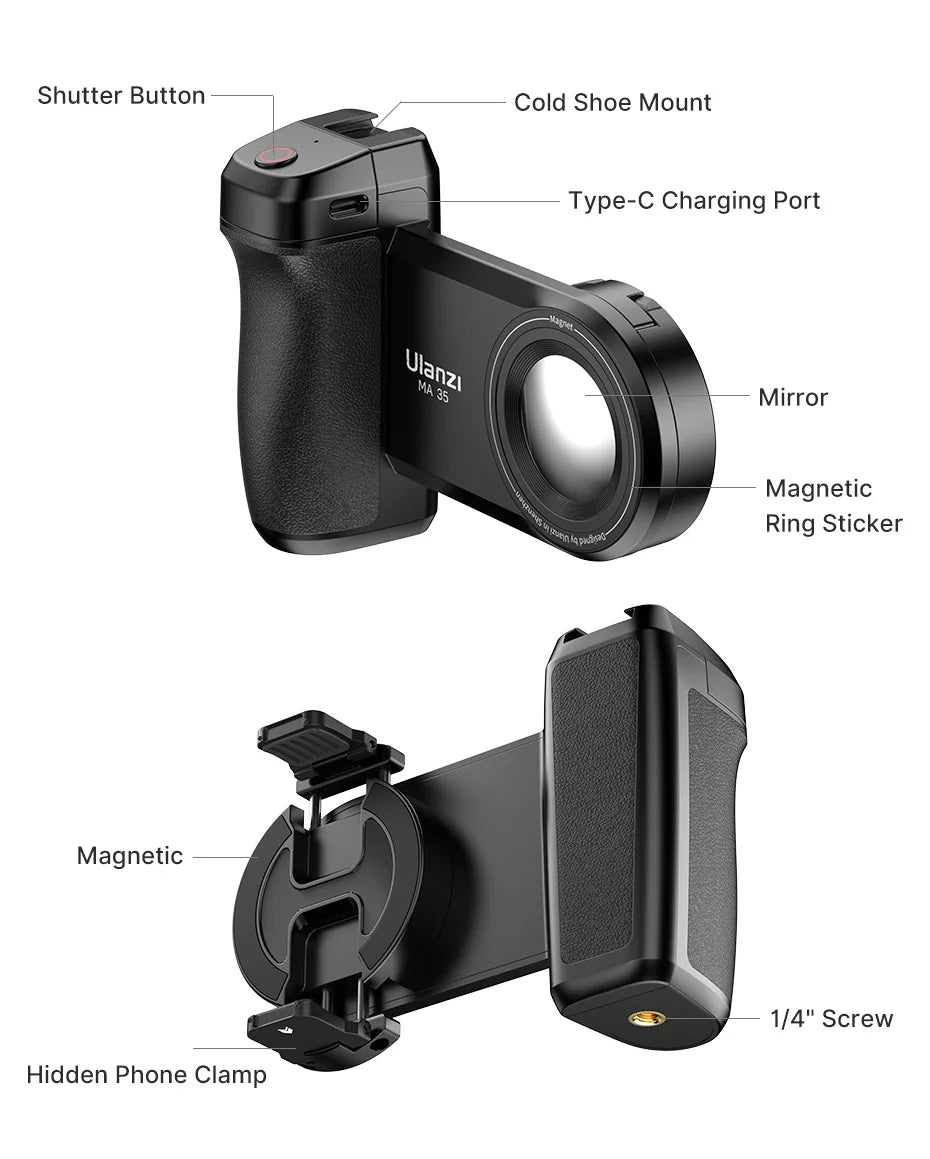 Favolux™ MagSafe Smartphone Camera Shutter Grip Bluetooth Selfie Handle As Camera Photo Stabilizer Vertical Horizontal Shoot