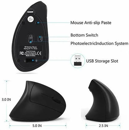 Favolux™ Vertical Ergonomic Gaming Mouse Wireless Rechargeable Gamer Mause Kit Optical 2.4G Mouse Computer PC Laptop Desktop USB Mice