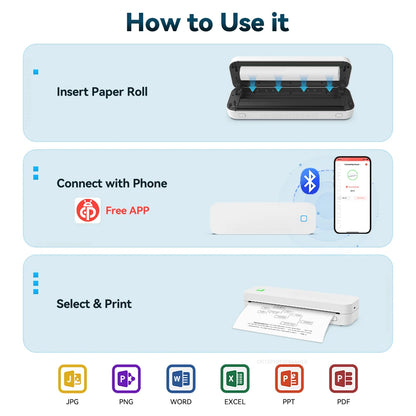 Favolux™ Portable A4 Thermal Printer Inkless Bluetooth Photo PDF Document Printer Memo Note Tattoo Print Wireless Tattoo Stencil Printer