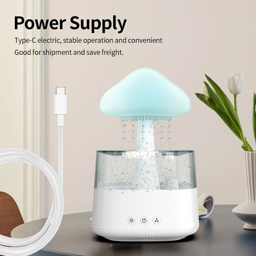 Favolux™ Relax Cloud Rain Diffuser Humidifier Raindrop Aromatherapy Machine Ultrasonic Atomization Humidification Colorful Lamp