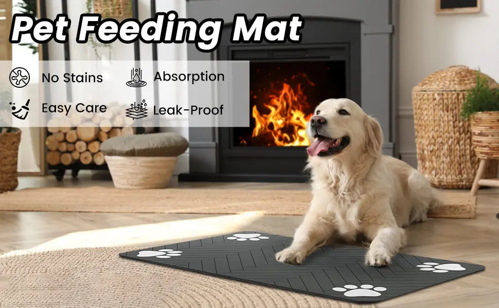 Favolux™ Pet Feeding Mat-Absorbent Pet Placemat for Food and Water Bowl, with Waterproof Rubber Backing, Quick Dry Water Mat for Dog Cat