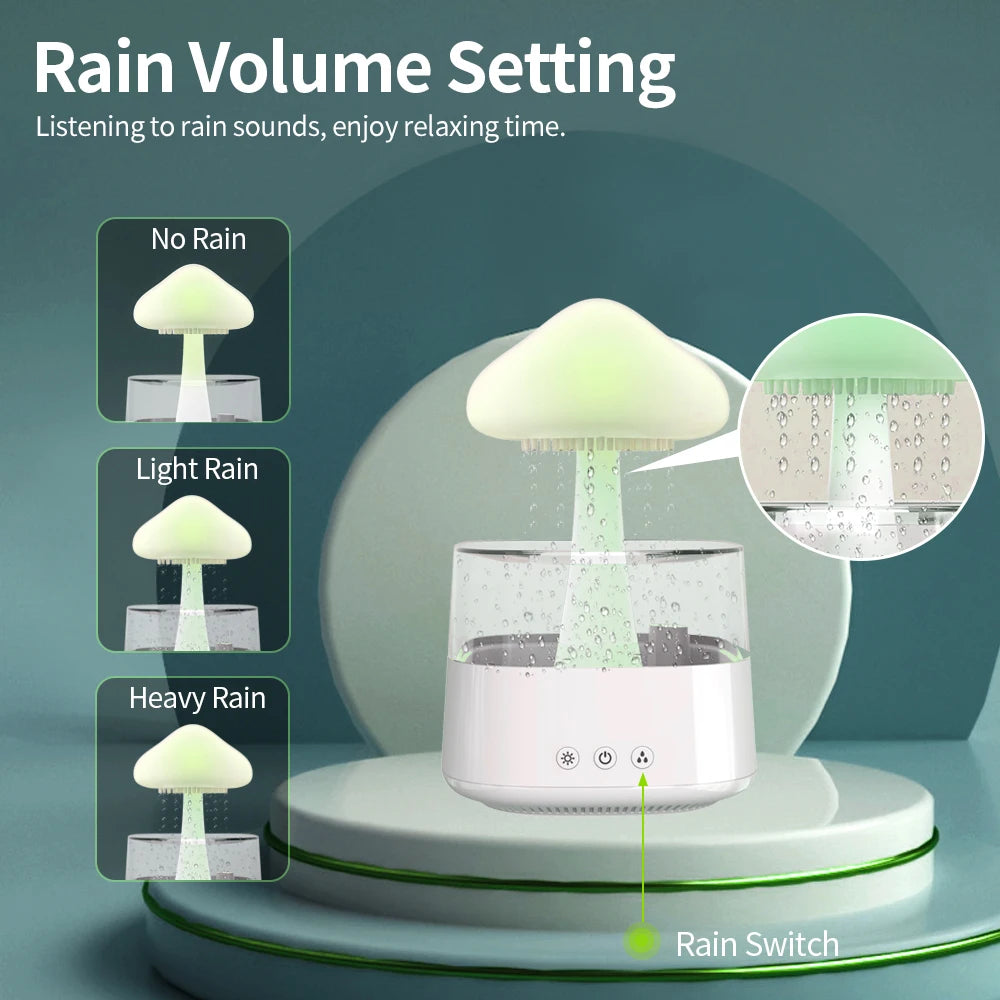 Favolux™ Relax Cloud Rain Diffuser Humidifier Raindrop Aromatherapy Machine Ultrasonic Atomization Humidification Colorful Lamp