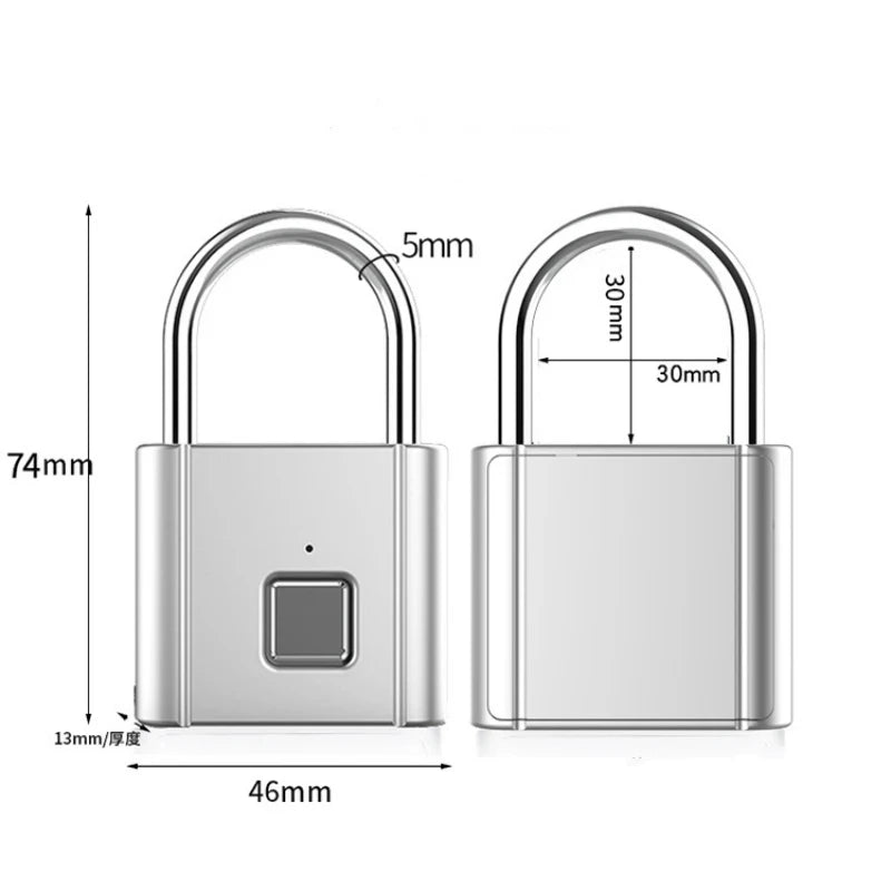 Favolux™ Smart Fingerprint Padlock Waterproof Biometric Fingerprint Keyless Door Lock USB Rechargeable Security Padlock for House Unlock