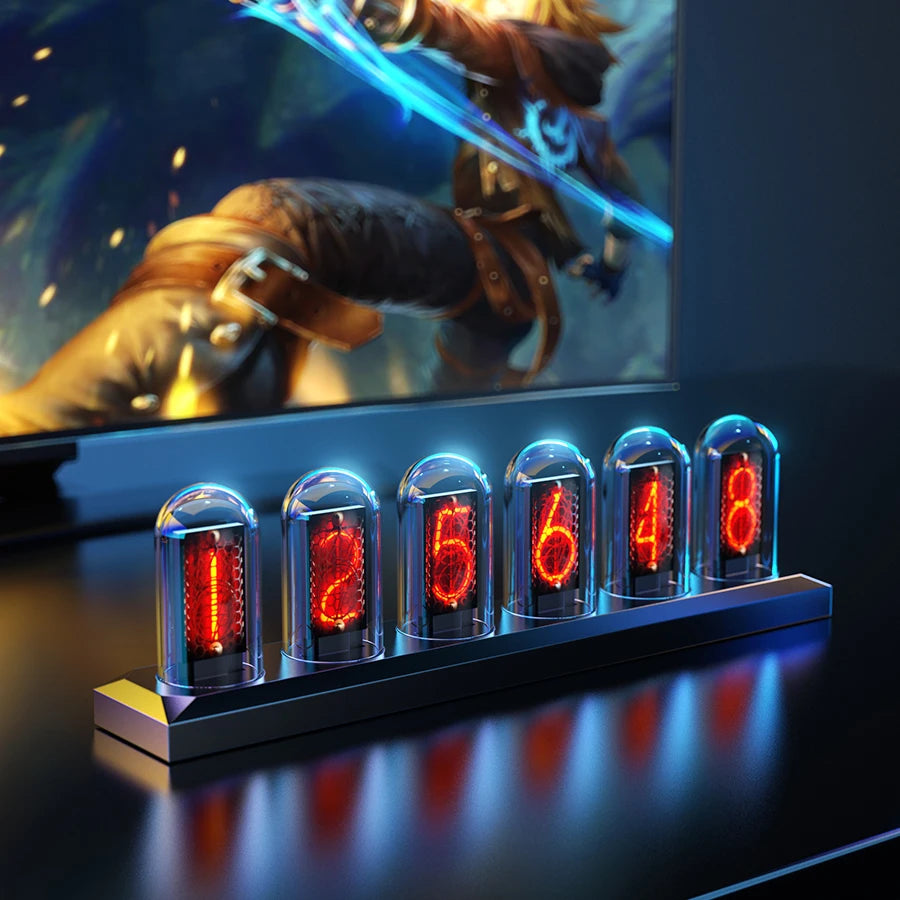 Favolux™ RGB Nixie Tube Clock LED Glows IPS Color Screen DIY Analog Digital Tube Night lights Gaming Desktop Home Decoration Gift Idea