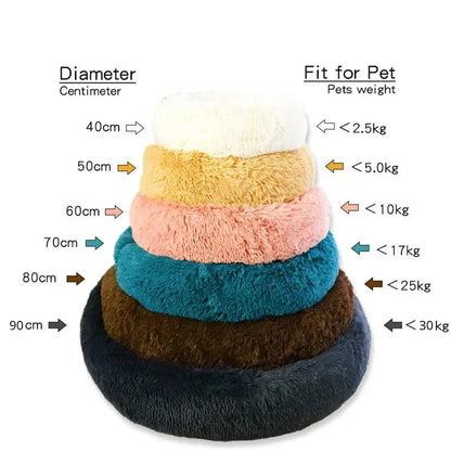 Favolux™ 40-90cm Round Pet Bed for Large Dog Bed Super Soft Cat Bed Long Plush Dog House for Medium Dog House Winter Warm Sleeping