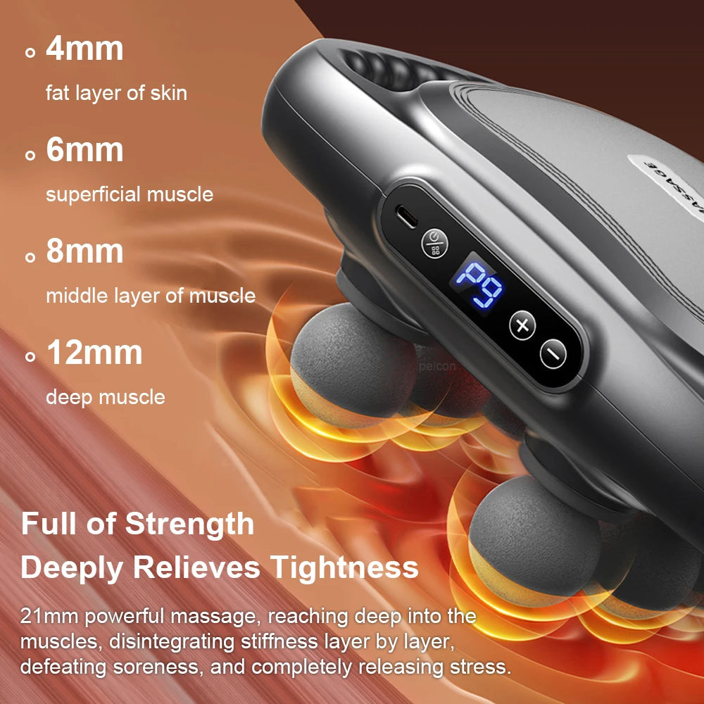 Favolux™ Fascia Gun Muscle Massager Gun High Frequency Back Waist Massage Machine Six-head Body Shoulder Professional Fascia Massage Gun