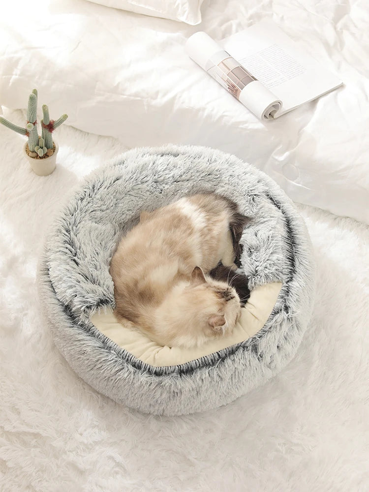 Favolux™ Cat Bed Pet Mattress Warm Soft Plush Pet Bed with Cover Round  Cat Dog  Sleeping Nest Cave for Small Dogs kitten