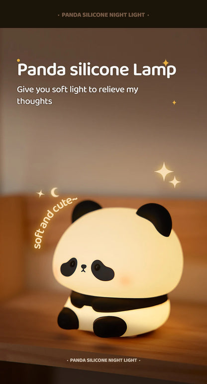 Favolux™ Panda LED Night Light Cute Silicone Night Light USB Rechargeable Touch Night Lamp Bedroom Timing Lamp Decoration Children's Gift