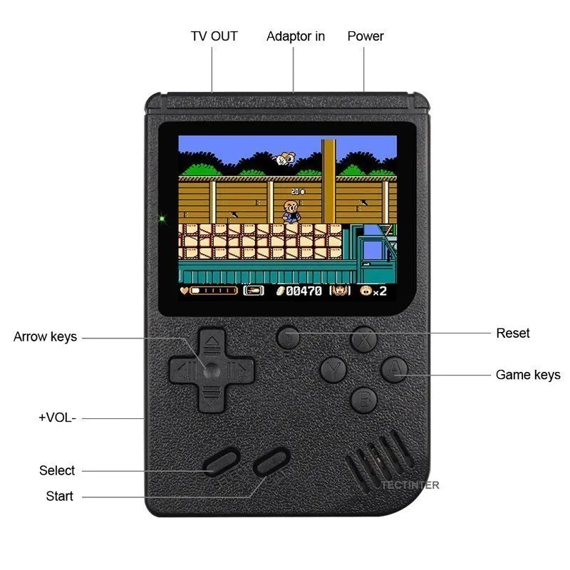 Favolux™ 8-Bit Mini Video Game Console Built in 500 Games Retro Portable Console Handheld Game Player AV Output For Kids Gift Game Boy