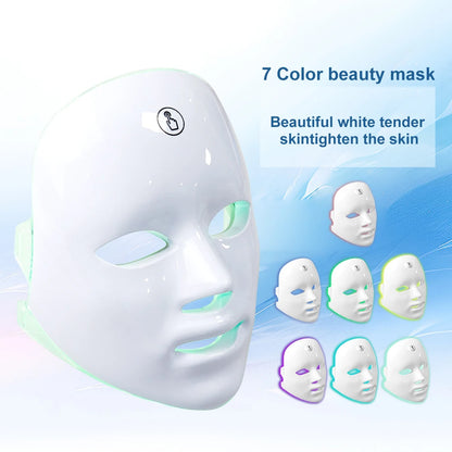 Favolux™ 7 Colors LED Facial Mask Photon Therapy Face Skin Care Mask Anti Acne Therapy Skin Rejuvenation Wrinkle Removal Face Beauty Mask