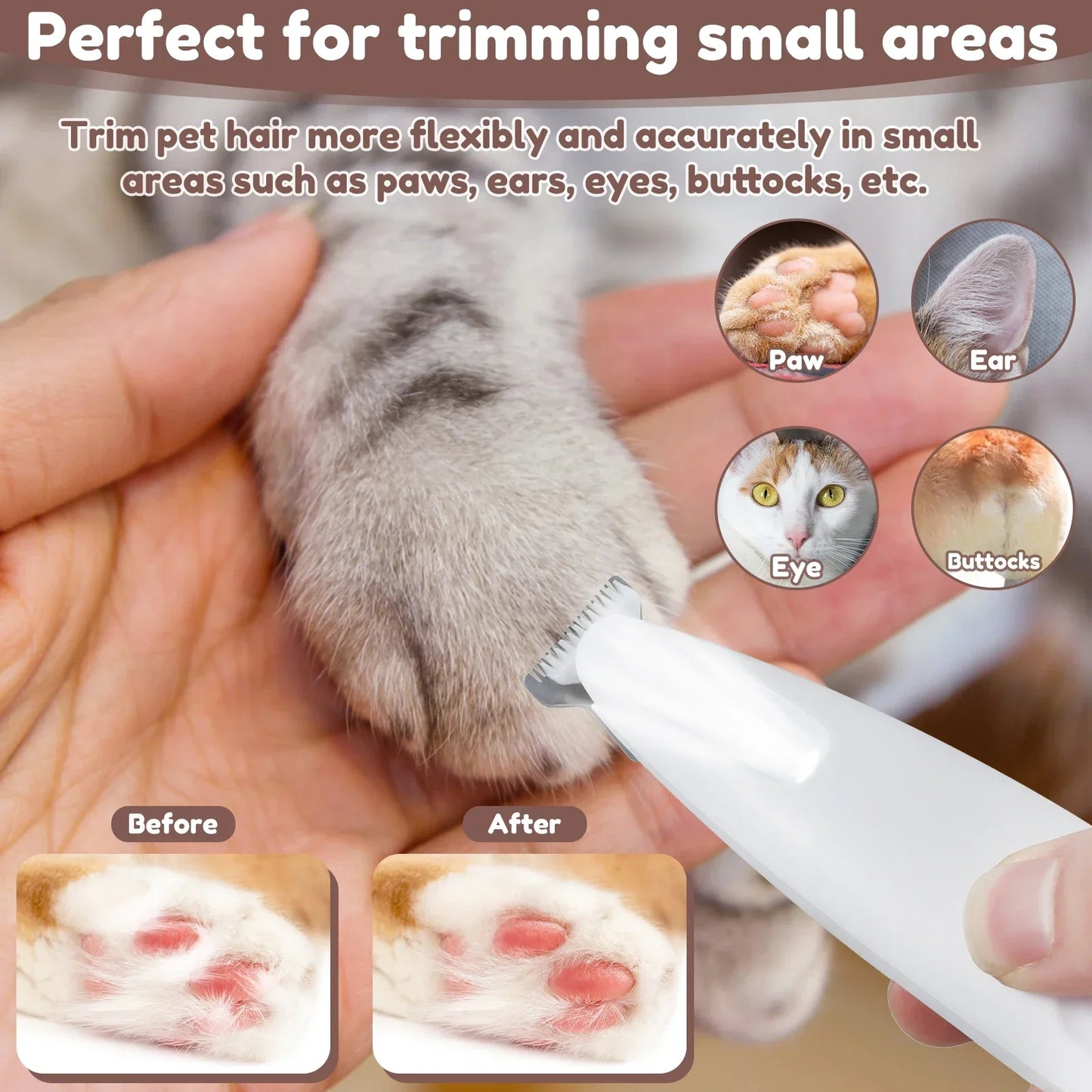 Favolux™ New Dog Paw Trimmer with LED Light Fully Waterproof Pet Hair Trimmer with LED Display Dog Clippers for Grooming 18mm Widen Blade