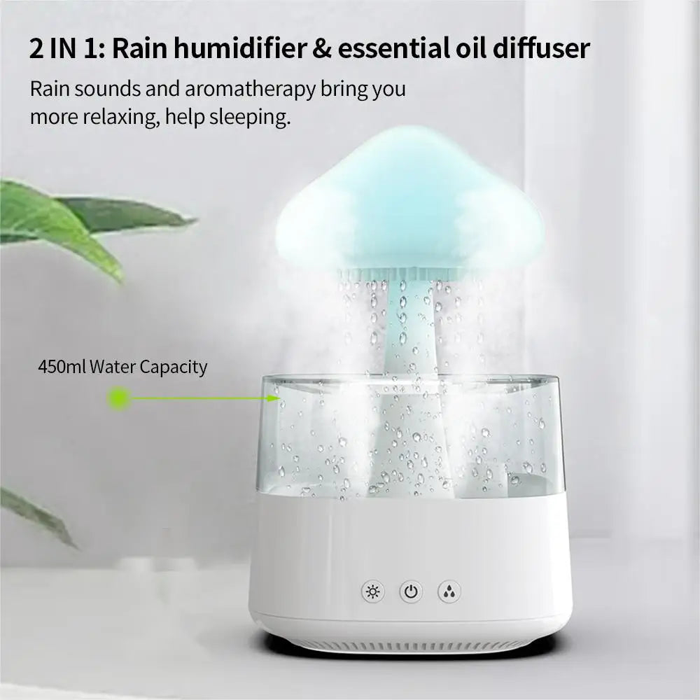 Favolux™ Relax Cloud Rain Diffuser Humidifier Raindrop Aromatherapy Machine Ultrasonic Atomization Humidification Colorful Lamp