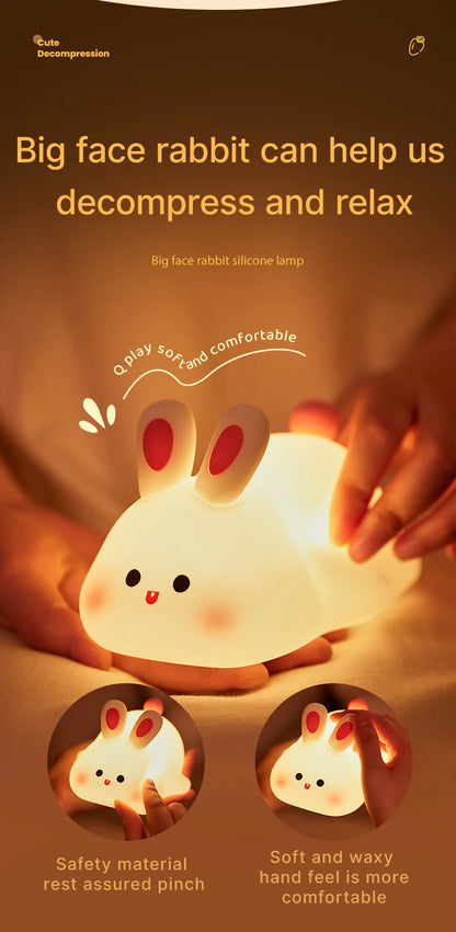 Favolux™ LED Night Light Cute Animal Panda Rabbit Illumination Light USB Charging Timed Bedside Decoration Children's Desktop Light Birth