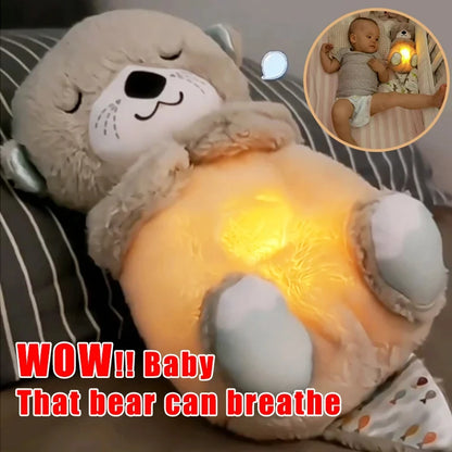 Favolux™ Breathing Bear Baby Soothing Otter Plush Doll Toy Baby Kids Soothing Music Baby Sleeping Companion Sound and Light Doll Toy Gift