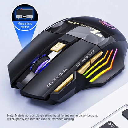 Favolux™ Wireless Gaming Mouse USB IMICE GW-X7 3200DPI Dual Mode Rechargeable 7 Keys 2.4Ghz Silent Mouse Bluetooth 7-color Breathing LED