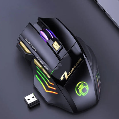 Favolux™ Wireless Gaming Mouse USB IMICE GW-X7 3200DPI Dual Mode Rechargeable 7 Keys 2.4Ghz Silent Mouse Bluetooth 7-color Breathing LED