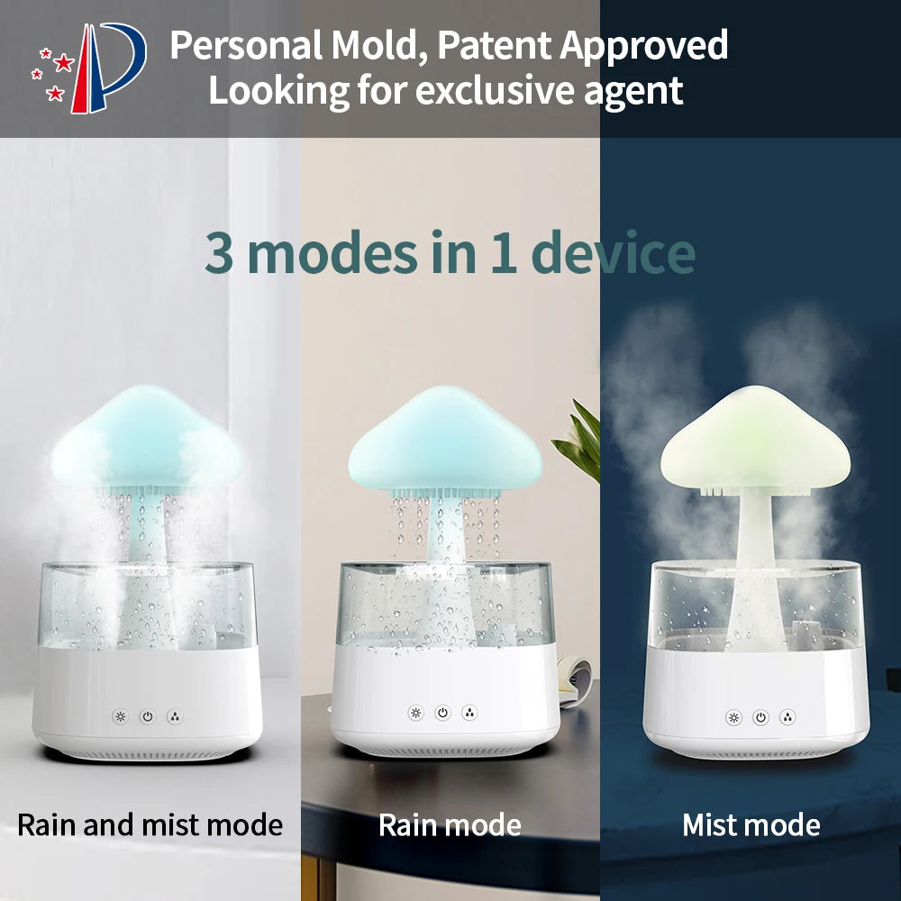 Favolux™ Relax Cloud Rain Diffuser Humidifier Raindrop Aromatherapy Machine Ultrasonic Atomization Humidification Colorful Lamp