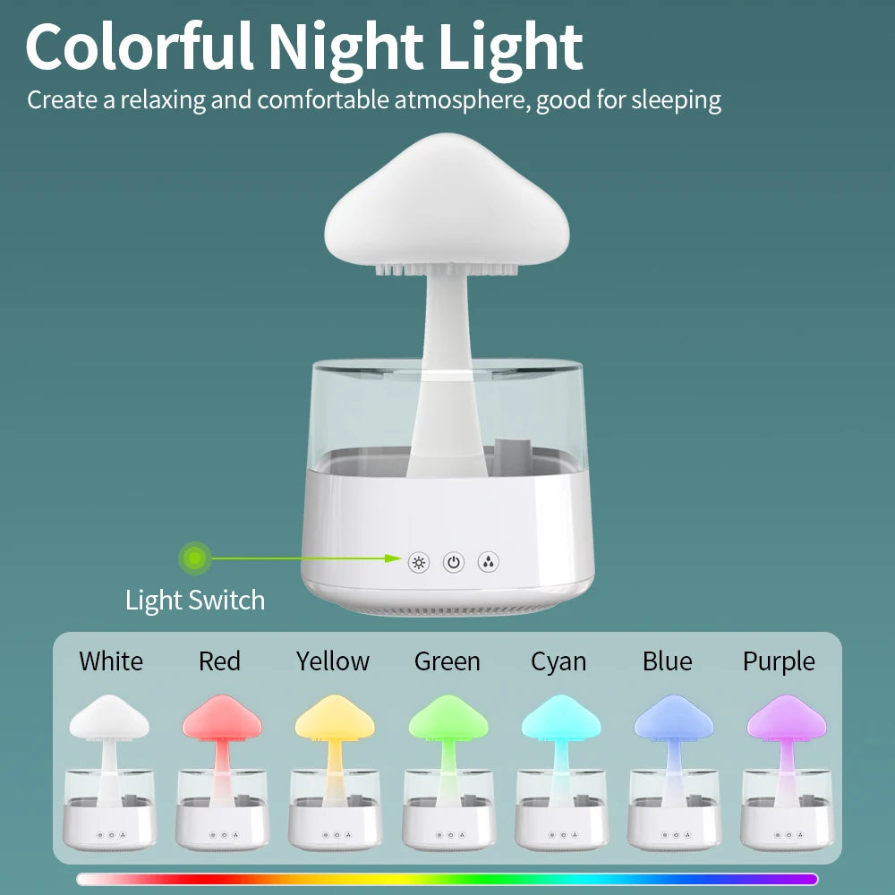 Favolux™ Relax Cloud Rain Diffuser Humidifier Raindrop Aromatherapy Machine Ultrasonic Atomization Humidification Colorful Lamp