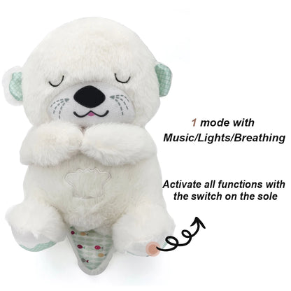 Favolux™ Breathing Bear Baby Soothing Otter Plush Doll Toy Baby Kids Soothing Music Baby Sleeping Companion Sound and Light Doll Toy Gift