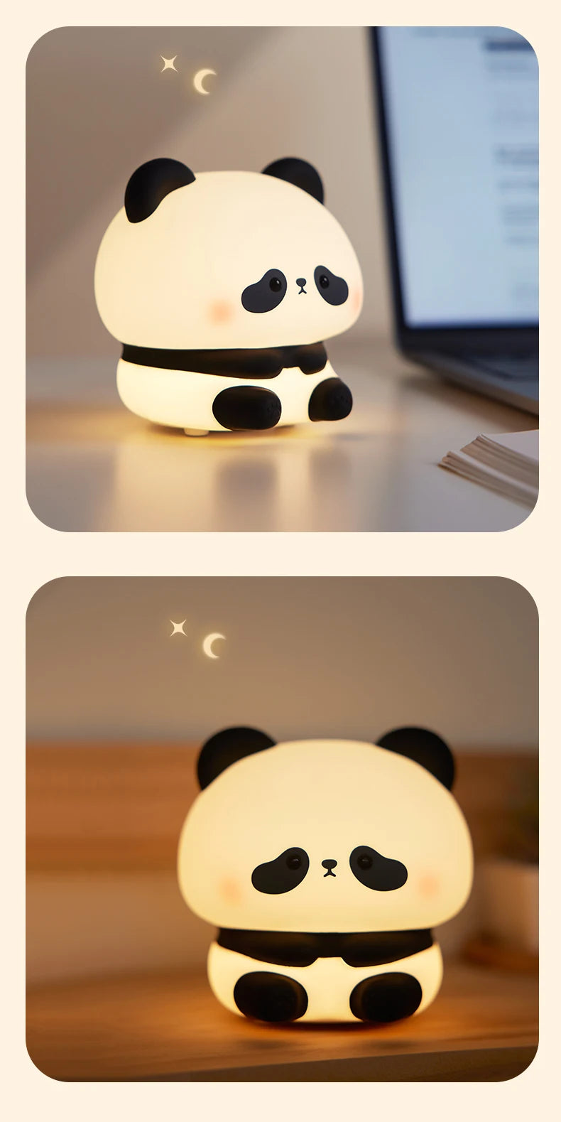 Favolux™ Panda LED Night Light Cute Silicone Night Light USB Rechargeable Touch Night Lamp Bedroom Timing Lamp Decoration Children's Gift