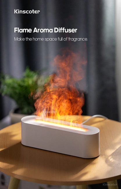 Favolux™ Essential Oil Aroma Diffuser Flame Air Humidifier Ultrasonic Cool Mist Difusor with  RGB Realistic Fire Night Light