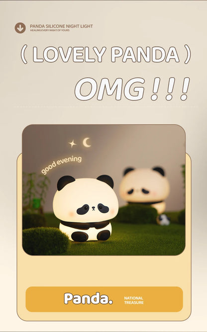 Favolux™ Panda LED Night Light Cute Silicone Night Light USB Rechargeable Touch Night Lamp Bedroom Timing Lamp Decoration Children's Gift