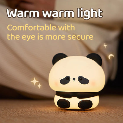 Favolux™ Panda LED Night Light Cute Silicone Night Light USB Rechargeable Touch Night Lamp Bedroom Timing Lamp Decoration Children's Gift