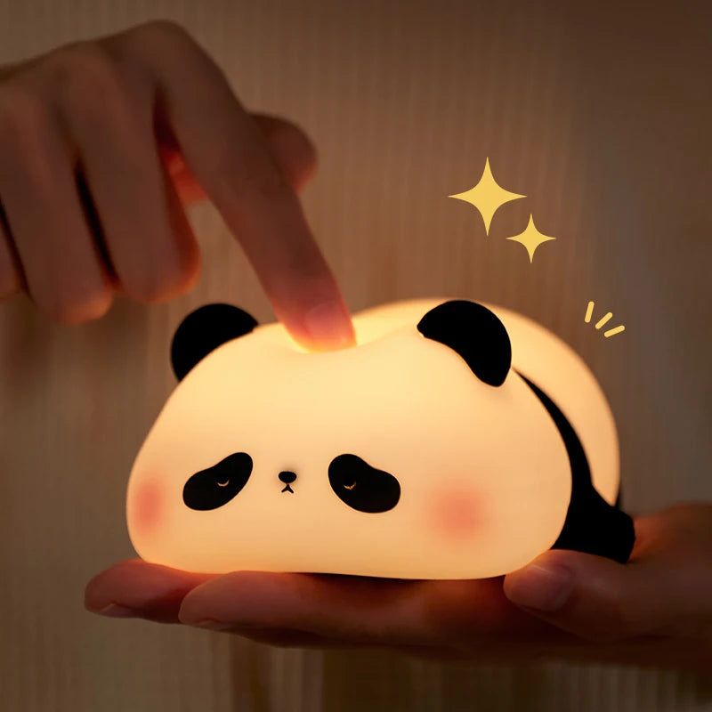 Favolux™ Panda LED Night Light Cute Silicone Night Light USB Rechargeable Touch Night Lamp Bedroom Timing Lamp Decoration Children's Gift