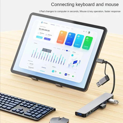 Favolux™ 8 In 2 USB HUB With Splitter Card Reader, USB C Port, USB 3.0 / 2.0, SD/TF Splitter Card Reader, Docking Station