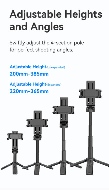 Favolux™ Tripod with Remote 3-in-1 Versatility Selfie Stick Phone Grip with Cold Shoe Mounts Vertical Horizontal Shooting