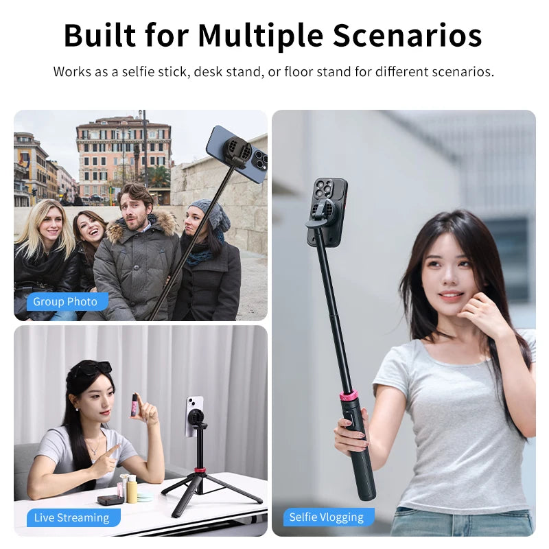 Favolux™ 1.53m Magnetic Tripod 360° Rotation 10m Remote Control Smartphone Extension Tripod for Selfie Live Streaming Vlog