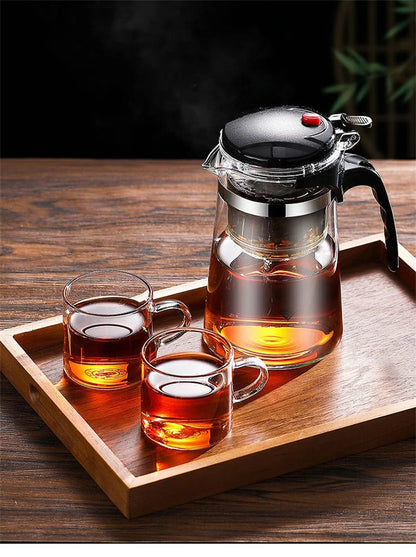 Favolux™ Heat Resistant Glass Teapot One-click filtering Tea Pot Tea Water Separation Filter Tea Maker Coffee Pot Home Teaware Set