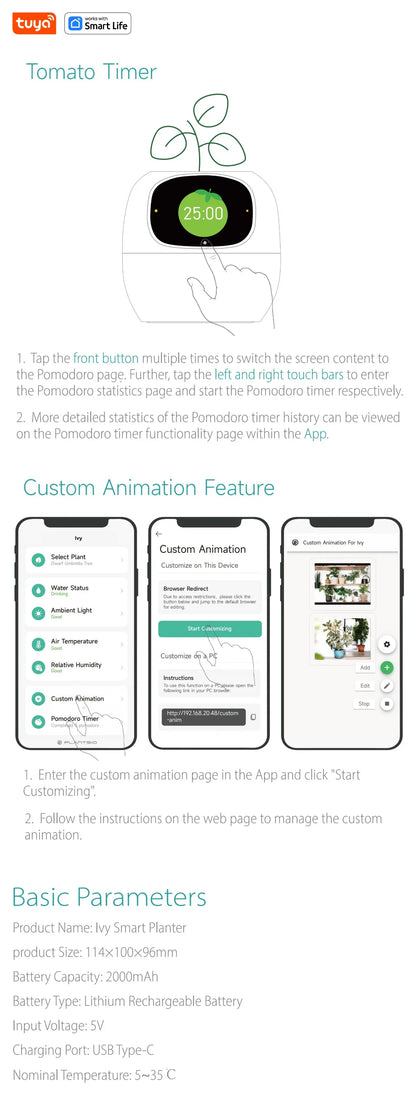 Favolux™ Smart Planter,Endless Fun Over 49 Rich Expressions,7 smart sensors,AI Chips Make Raising Plants Easy and Fun