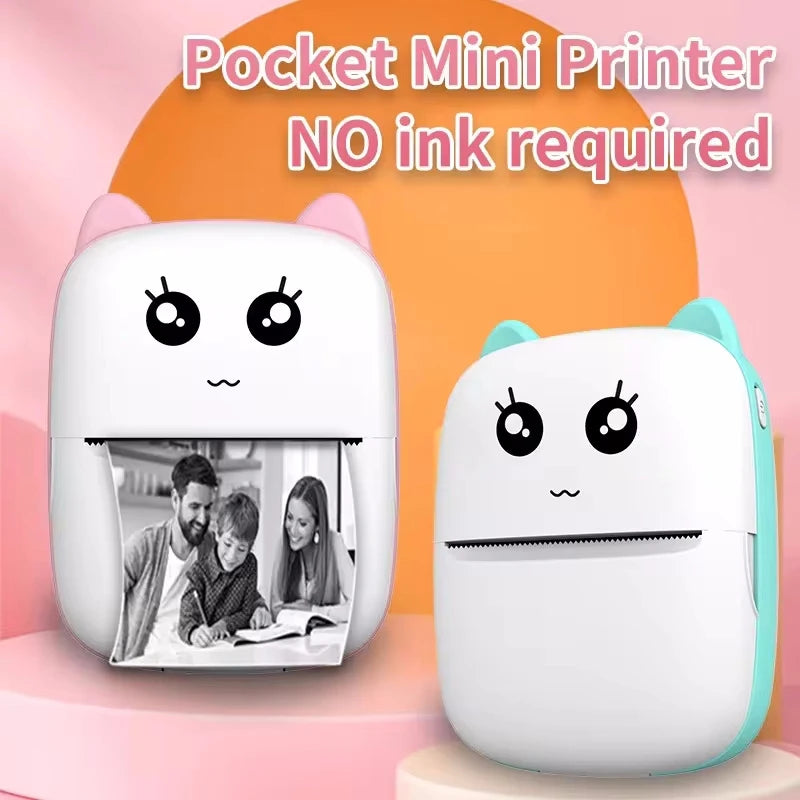 Favolux™ Portable thermal printer mini cat print photo pocket thermal label printer 58mm printing wireless Bluetooth Android iOS printers