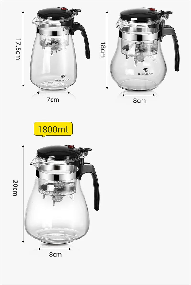 Favolux™ Heat Resistant Glass Teapot One-click filtering Tea Pot Tea Water Separation Filter Tea Maker Coffee Pot Home Teaware Set