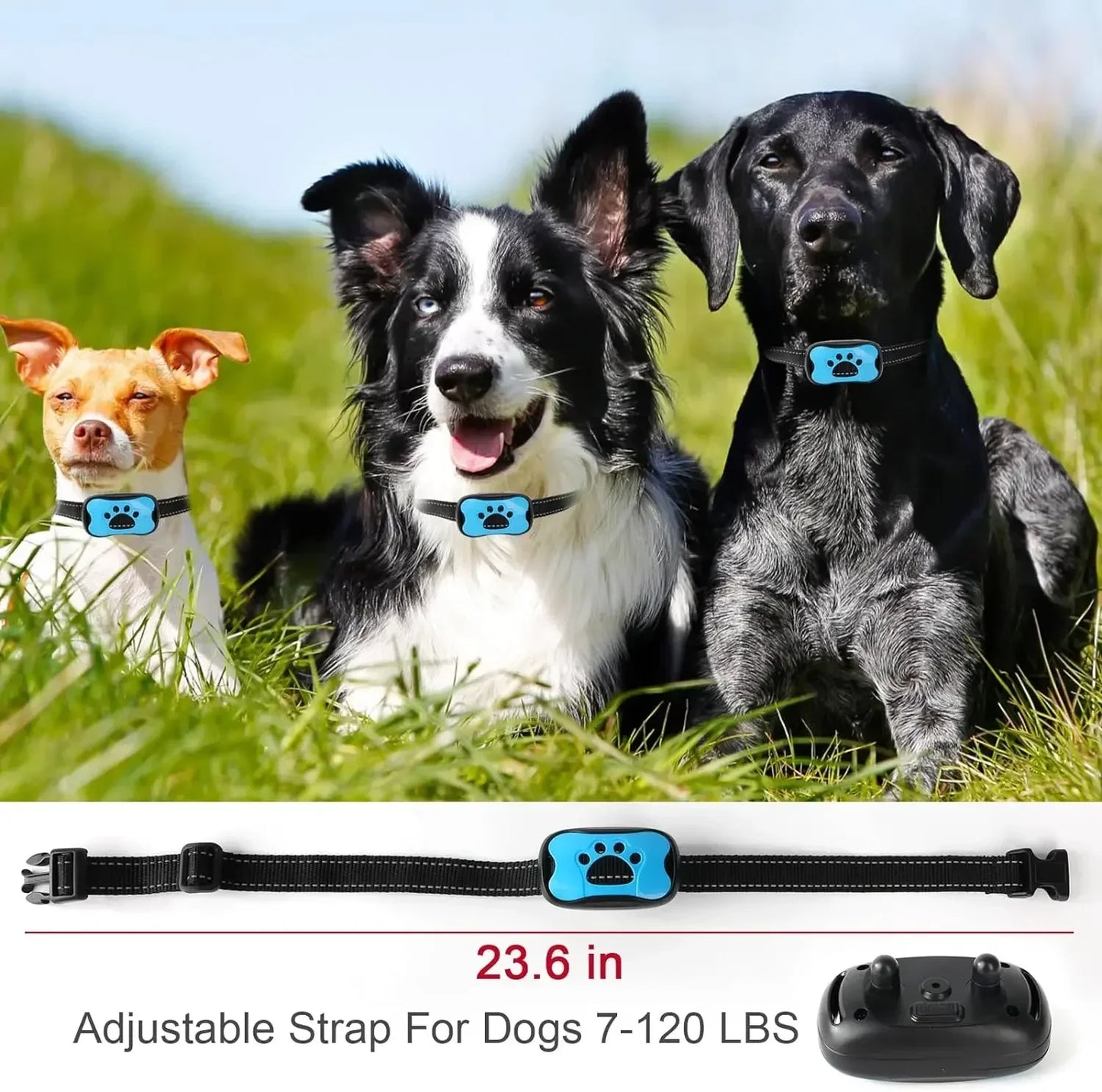 Favolux™ Pet Dog Anti Barking Device USB Rechargeable Dogs Training Collar Ultrasonic Stop Barking Vibration Anti Bark Collar