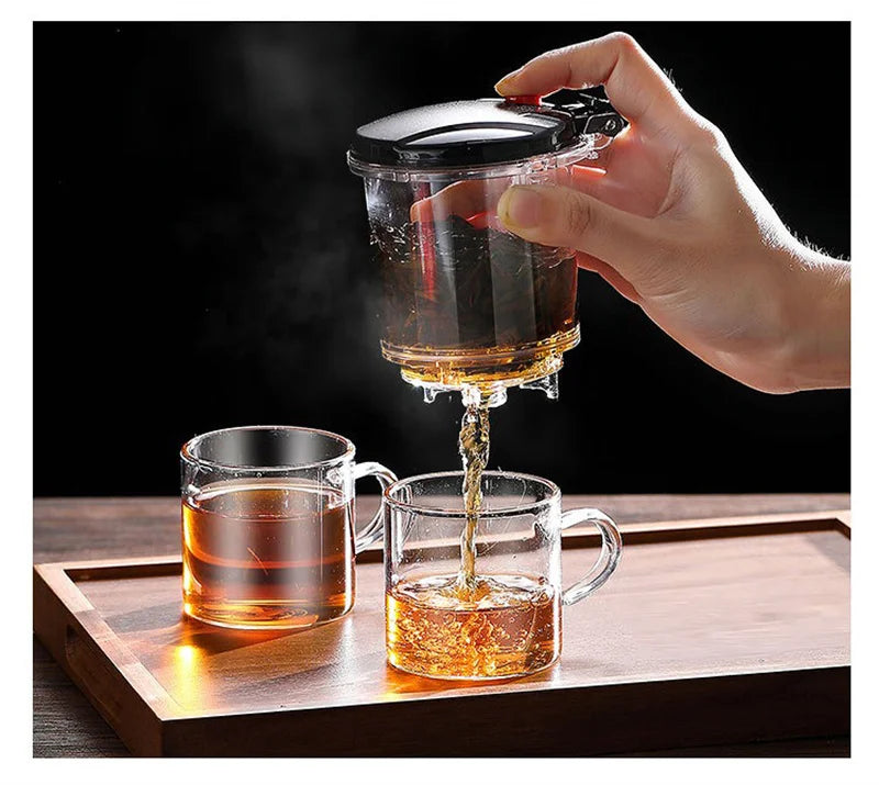 Favolux™ Heat Resistant Glass Teapot One-click filtering Tea Pot Tea Water Separation Filter Tea Maker Coffee Pot Home Teaware Set