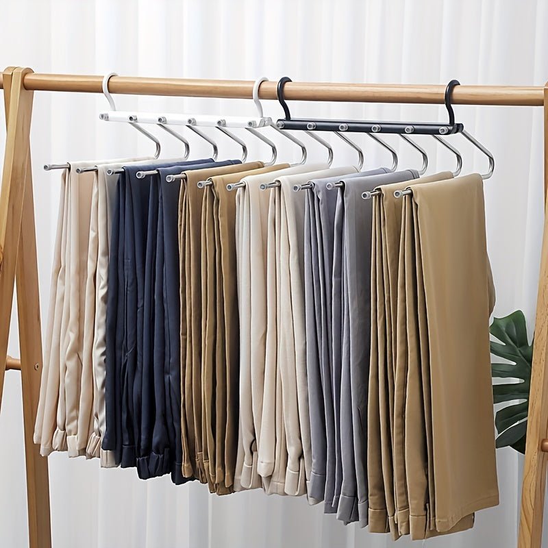 12pcs Folding Pants Rack Stainless Steel Pants Rack Pants Hanger Multilayer Pants Rack Home Wardrobe Storage Artifact Folding Traceless Pants Rack Clothes Drying Rack Antislip Pants Rack Multifunctional Hanger